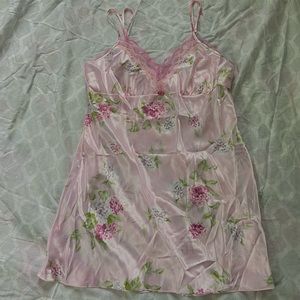 pink slik 90s babydoll lace dress